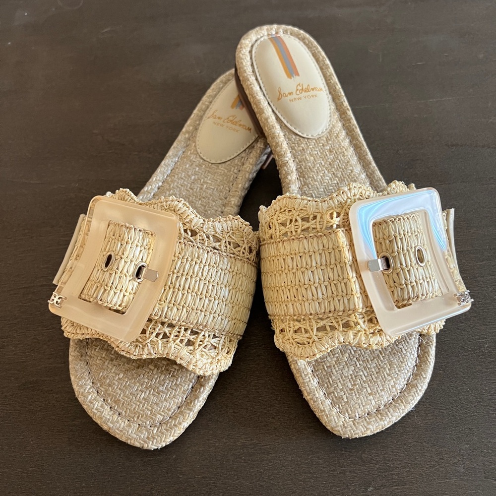 Sam Edelman Bambi Woven Slide Sandals in Natural size 7.5